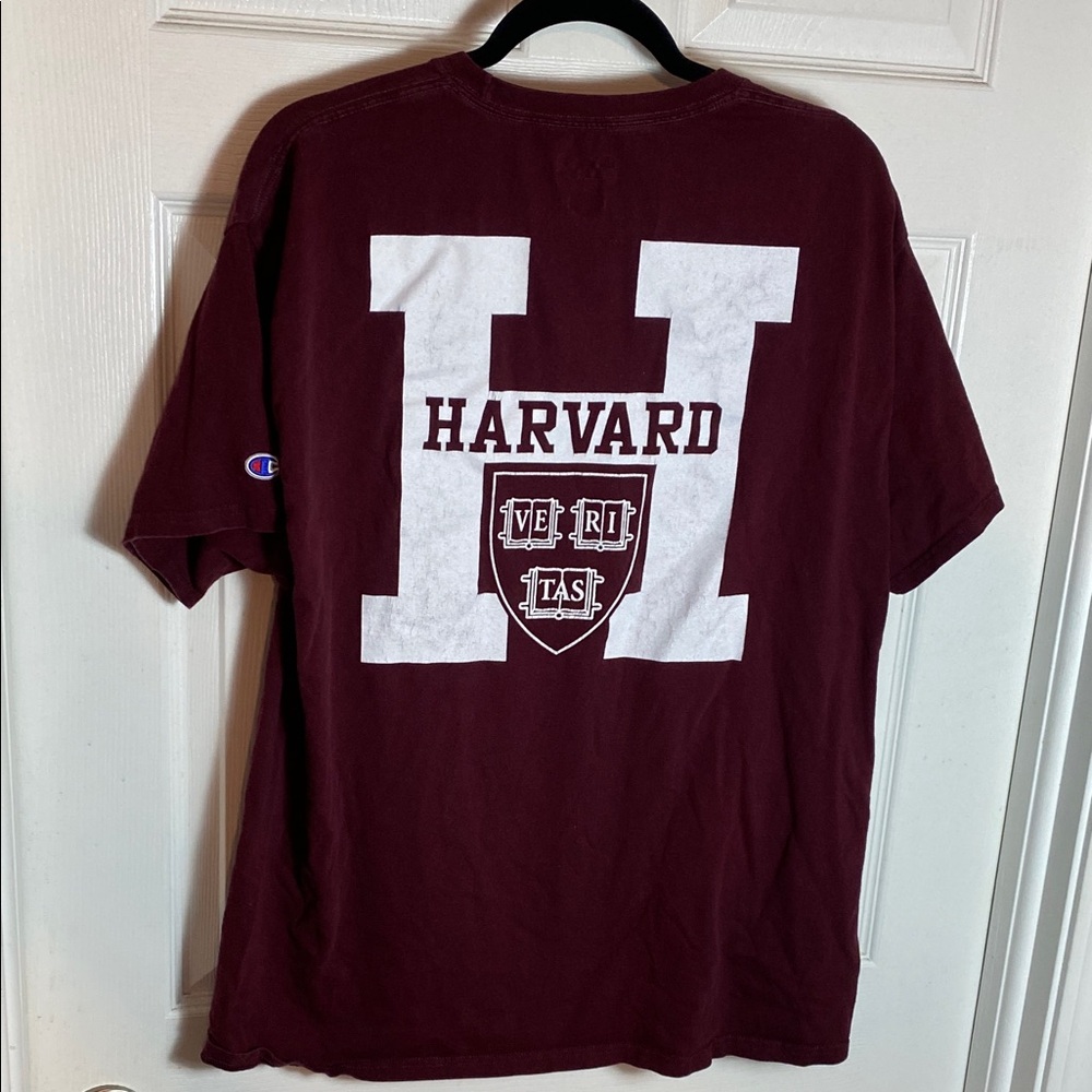 Champion Harvard Maroon Short Sleeve Tee Ivy League College White Logo - Picture 1 of 6